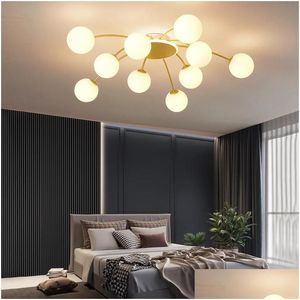 Lustres Nordique moderne Led lustre éclairage encastré lumière salon chambre cuisine verre bulle lampe luminaires Drop Deli Dhhxc