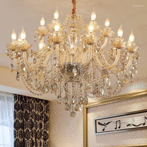 Lustres nordique moderne luxe grand mariage El salle à manger longue bande plafond doré cristal pendentif lumières