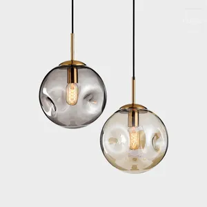 Lustres nordique moderne minimaliste créatif dégradé couleur boule de verre petit salon chambre salle à manger éclairage Led