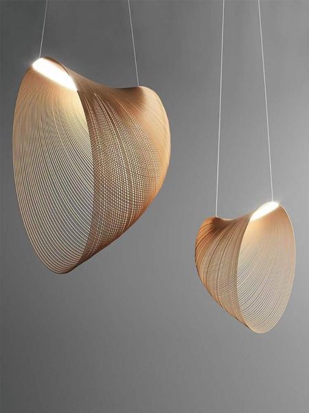 Lustres nordique moderne minimaliste Design personnalité décoration de la maison salon salle à manger café chambre en bois lampe à LED Chandeli