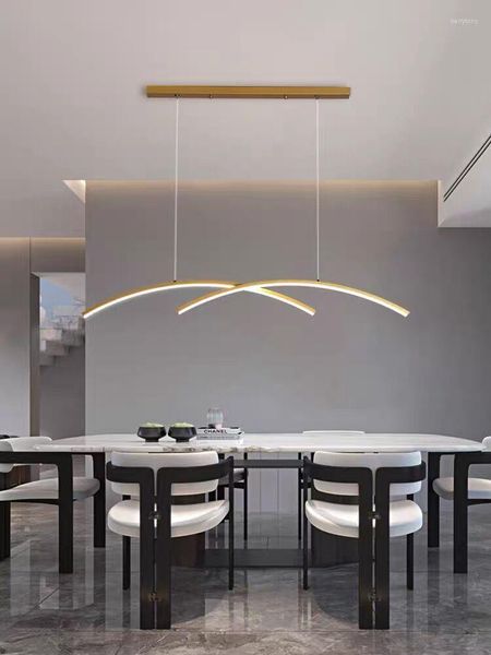 Lustres nordique moderne minimaliste suspension LED salle à manger créatif salon chambre lustre en argent