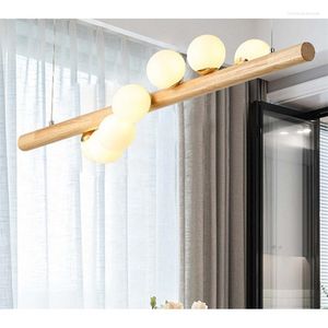 Kroonluchters Noordse moderne kwaliteit vast hout kroonluchter eetkamer lange balk tafelt tafellampje bubbel glazen lampje home decoratie