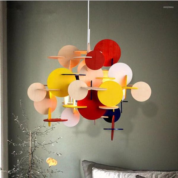 Lustres lustre en plastique nordique éclairage bricolage multi couleur chambre salon cuisine enfants lampe suspendue