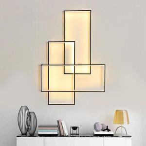 Lustres Nordique Rectangle Dimmable Lustre Foyer Simple Plafond Chambre Led Mur Scones Intérieur Lumière Lustre Lamparas