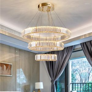 Kroonluchters Noordse ronde plafond voor keuken eetkamer duplex gebouw villa kristallen lamp led verlichting armaturen hanglampen