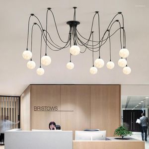 Kroonluchters Noordse spinnen hanglampen voor kantoor Restaurant Kleding Woonruimte Verlichting Multi -lichthangende kroonluchter Black Lights