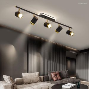Lustres bande nordique LED avec projecteurs pour noir blanc décor luminaires salon chambre balcon couloir lumière