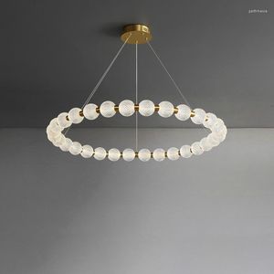 Lustres Style Nordique Perle Led Lustre Rond Italie Design Boule Acrylique El Cuisine Ouverte Salon Décoration Luminaires Suspendus