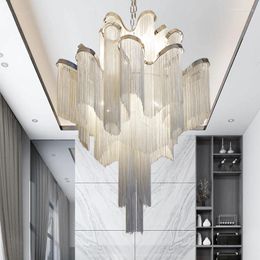 Lustres Nordic Gland Lustre Loft Chaîne En Aluminium Led Lampe Minimaliste Moderne Chambre Salle À Manger Allée Décor Suspension