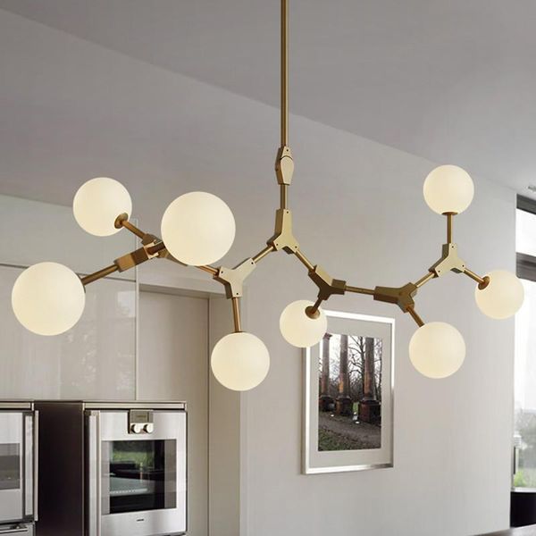 Lustres nordique arbre lustre moderne doré long salon salle à manger moléculaire cuisine île lumières décoratives