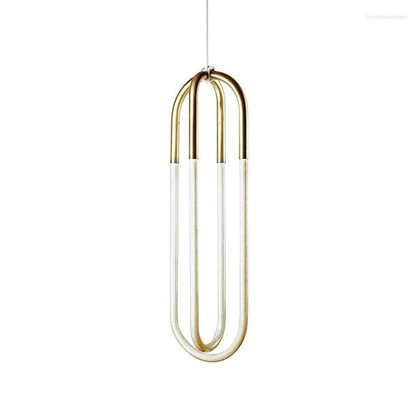 Lustres Nordic en forme de U Pipe Or Suspension Lustre Villa El Home Salon Chevet Chambre LED Suspension Lampes PA0560