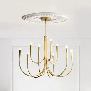 Lustres nordics vintage LED Gold pendentif lustre légère bougie suspendue vivante salle à manger décor de chambre luxe de chambre à coucher