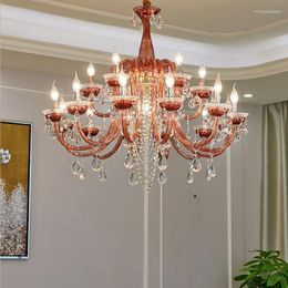 Lustres Oufula style luxueux cristal pendentif lampe européenne bougie art salon restaurant chambre villa lustre