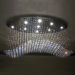 Lustres ovales rideau vague lustres modernes lampe en cristal salon el éclairage 2920
