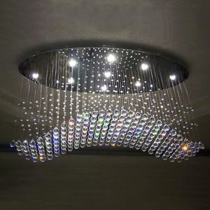 Lustres ovales rideau vague lustres modernes lampe en cristal salon el éclairage 218Y