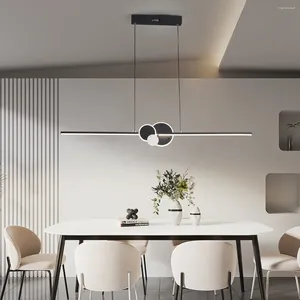 Kroonluchters hanglamp voor eetkamer modern kookeiland hangende kroonluchter zwarte minimalistische metalen kantoor lange tafelverlichtingsarmaturen