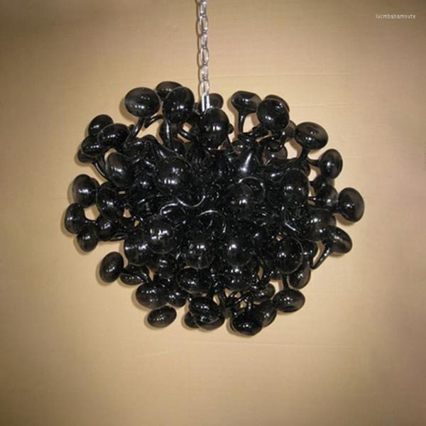 Lustres Pendentif Lampes Fabricant Direct Store Noir Couleur Verre Soufflé À La Main Lustre Lumières 80 80cm Art Moderne Décoration