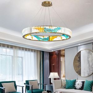 Lustres Pendentif Lumières Cristal Led Lustre Oriental Style Anneau Lampes Suspendues Pour Plafond Lustre Salon Chambre Cuisine Île Maison