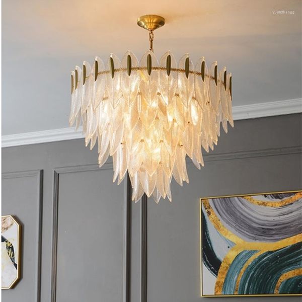 Lustres Pendentif Lumières Feuille De Verre Led Lustre Style Nordique Lampe De Luxe Pour Chambre Salon Lustre Restaurant El Villa Plafond