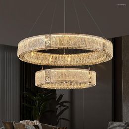 Lustres Pendentif Lumières LED Lampe Salon Lustre En Cristal De Luxe El Décoratif Éclairage Anneau Maison Salle À Manger Chambre