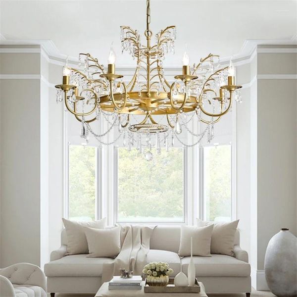 Lustres post moderne chandelle en or cristal cristallin de salon designer lampes luxueuses chambre à coucher