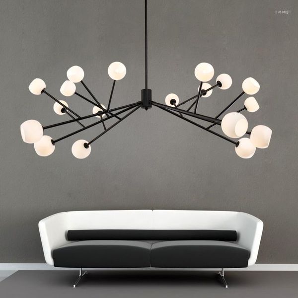 Lustres Post Moderne LED Lustre Lumières G4 Ampoule Branche D'arbre Lampe Suspendue Salon Salle À Manger Boule De Verre Luminaires