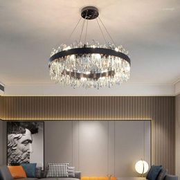 Candelabros Post Modern Luxury Chandelier Black Crystal Lamp Home American 2022 Dormitorio Sala de estar Iluminación