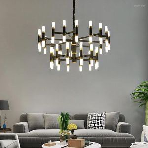 Kroonluchters Postmoderne kunstontwerp Led kroonluchter verlichte smeedijzeren zwart lichaam hanglamp G4 lamp woonslaapkamer deco plafondlicht