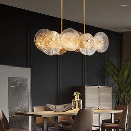 Candelabros posmoderno creativo LED lámpara de cobre tira restaurante bar el vestíbulo accesorios de cocina lámpara colgante de vidrio de moda de lujo