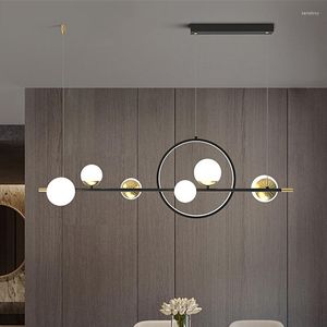 Kroonluchters postmoderne glazen bal kroonluchter spoeling mount cirkel led lamp voor woonkamer eethuis huis binnen zwart en goud