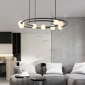 Lustres lumière postmoderne luxe LED chambre éclairage intérieur nordique verre Loft lampes suspendues luminaires de cuisine