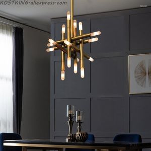 Lustres Corridor de luxe postmoderne LED LED Chandelier Nordic Dining Table salon Lighting Creative Restaurant Tarte de suspension