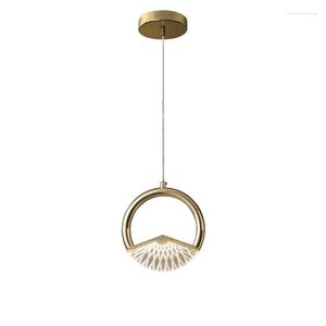 Kroonluchters Postmoderne luxe goudring Acryl LED hanglampen voor keuken eetkamer bedgebied hangende lamp loft decor verlichting armaturen