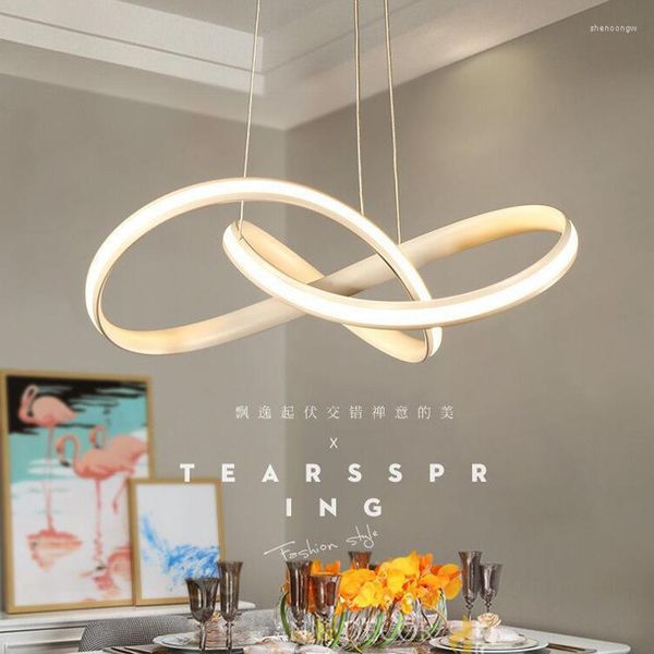 Lustres Postmodern Style minimaliste salon LED lustre éclairage blanc noir décoration salle à manger