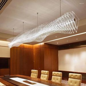 Kroonluchters postmodern duizend laminatiebalk hanger lamp lange eetkamer licht en luxueuze decoratie verstelbaar acryl