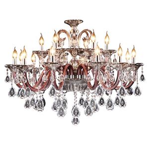 Candelabros Lámpara de cristal romántica púrpura Lámparas de techo para comedor Lámpara de dormitorio Iluminación de lujo para sala de estar