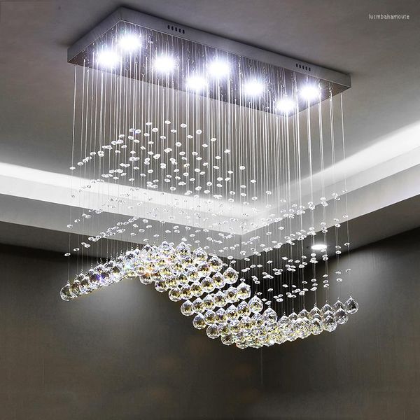 Lustres Rectangle Lampe En Cristal Salle À Manger Lustre Individualité Brève Lumière Comptoir De Bar Moderne Pour L'éclairage De Restaurant À La Maison