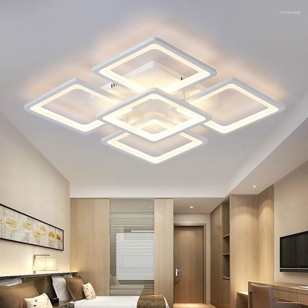 Lustres Rectangle plafond moderne à LEDs lustre lumières pour salon chambre AC85-265V luminaires carrés