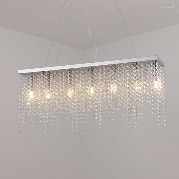 Lustres lustre en cristal rectangulaire lampe de salle à manger moderne AC110V 220V longues lumières de barre