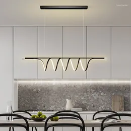 Lustres Restaurant Led lustre simple bande moderne minimaliste créatif géométrique concepteur barre lampe de table