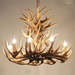 Lustres rétro marron blanc résine bois lustre éclairage 4/6/9 bras E14 luxe Vintage pour les luminaires de maison