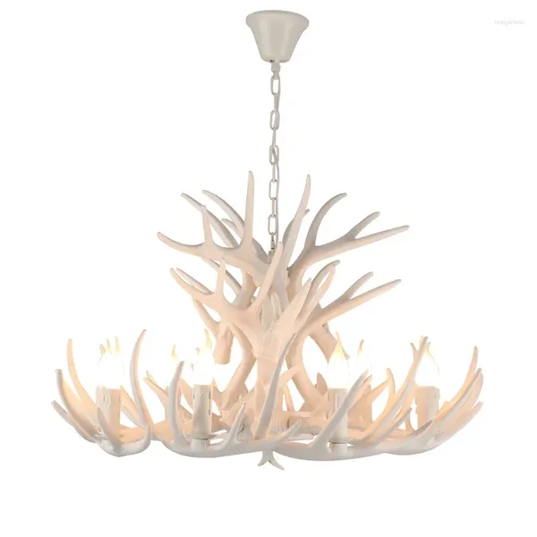 Lustres rétro Brown White Resin Antler Chandelier Lighting 4/6/9 Luxury Vintage For House Fixtures