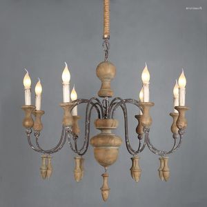 Kroonluchters retro houten rustieke verlichting hangende keukenlampen voor eetkamer slaapkamer slaapkamer Italiaanse huiskunst decor luster ce rohs