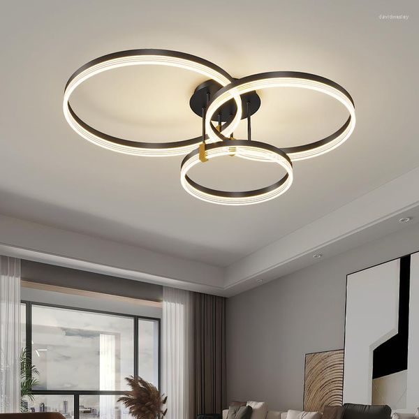 Lustres Anneau Salon Chambre Innovant LED Cercle Ensemble Plafonnier En Aluminium Atmosphérique Chaud Éclairage Luminaire