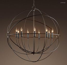 Candelabros Araña de orbe de hierro rústico: una lámpara de suspensión de estilo global de FOUCAULT, 4 tamaños para sala de estar, cocina, El PA0279