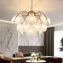 Lustres Shell Style Lustre En Verre Lumière Villa Salon Salon Luminaire LED Avec Grande Lampe Suspendue