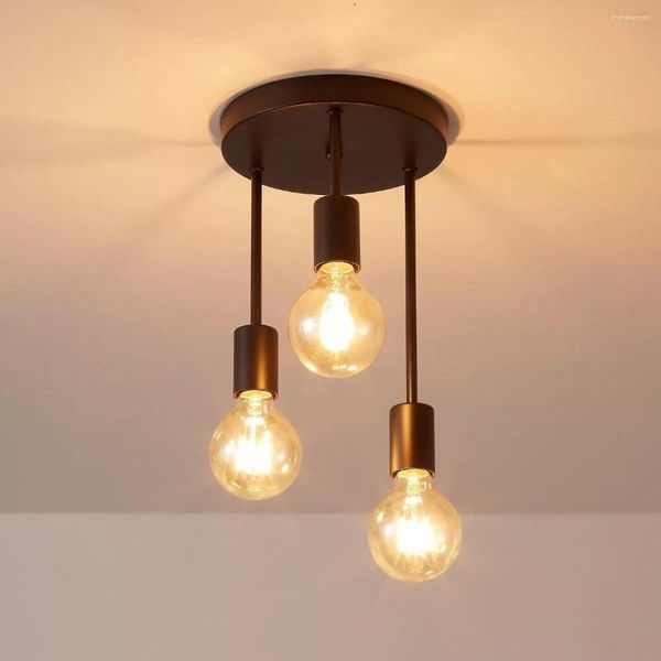 Kronleuchter Einfache 3-Lichter Decke Schwarz/Gold Lampe Schlafzimmer Esszimmer Kronleuchter Treppe E27 Lamparas De Techo