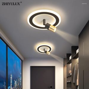 Kroonluchters eenvoudige zwart wit ronde vierkant huis moderne led kroonluchter lichten woonkamer slaapkamer flats gangpad hall lampen indoor verlichting