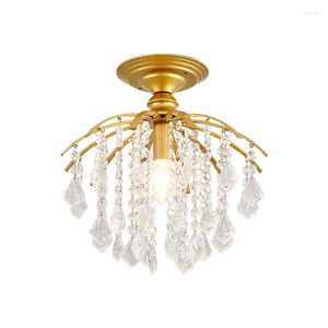 Lustres Petit Lustre en Cristal éclairage pour chambre à coucher salle d'étude plafond or noir Lustre Cristal luminaires