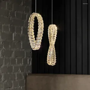 Lustres petits cristal modernes pour la table à manger décor de luxe doré lampes suspendues de luxe plafond plafond luminaire LED